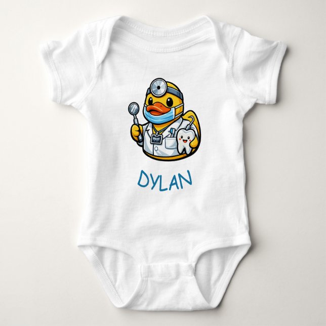 Gummiente Zahnarzt Baby Strampler (Vorderseite)