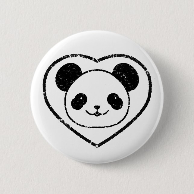 Gummigestanzter Panda-Bär und Herz Button (Vorderseite)