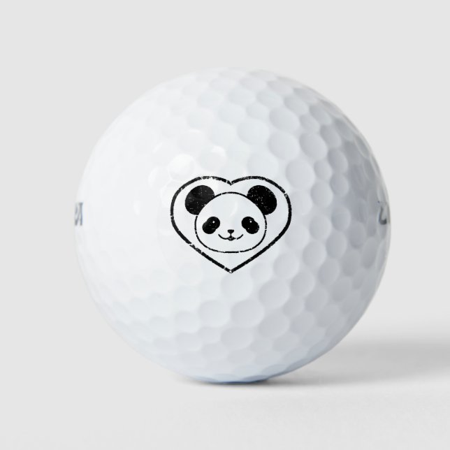 Gummigestanzter Panda-Bär und Herz Golfball (Vorderseite)