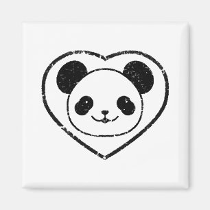Gummigestanzter Panda-Bär und Herz Magnet