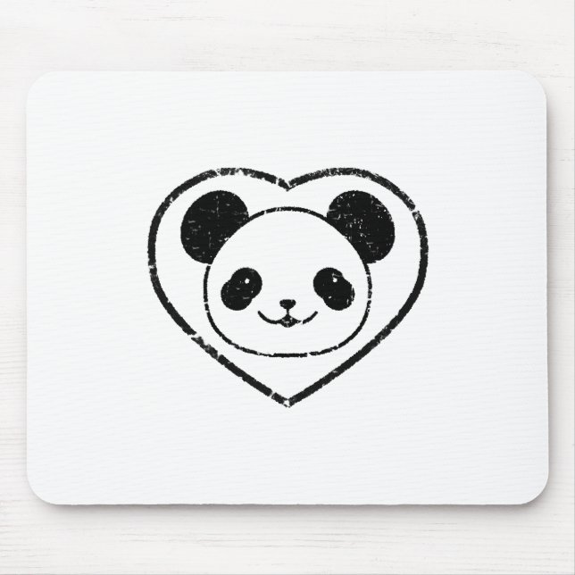 Gummigestanzter Panda-Bär und Herz Mousepad (Vorne)