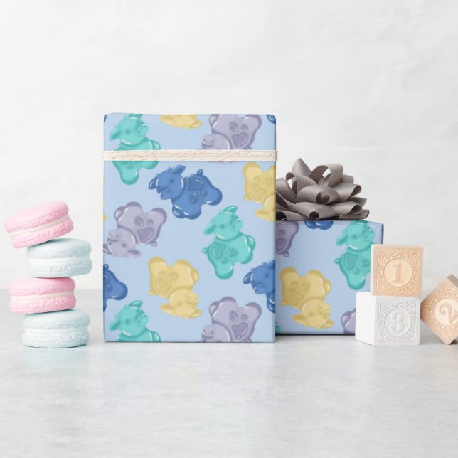 Gummikuh Icy Blue Berry Geschenkpapier (Babyparty)
