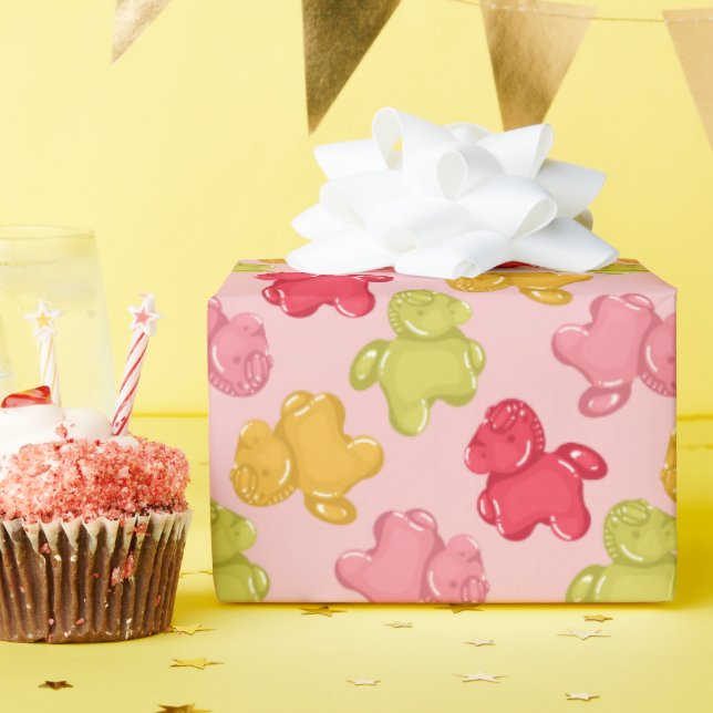 Gummipferd Rosa Tropisches Obst Geschenkpapier (Geburtstagsparty)
