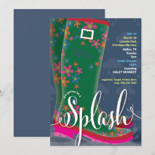 Gummistiefel-Splash-Brautparty-Einladung Einladung