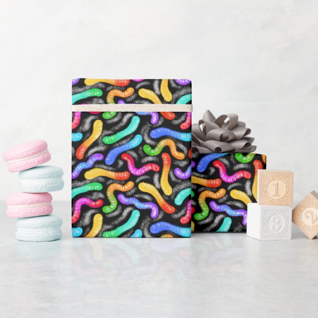 Gummiwurm-Geschenkpapier in Regenbogenfarben Geschenkpapier (Babyparty)