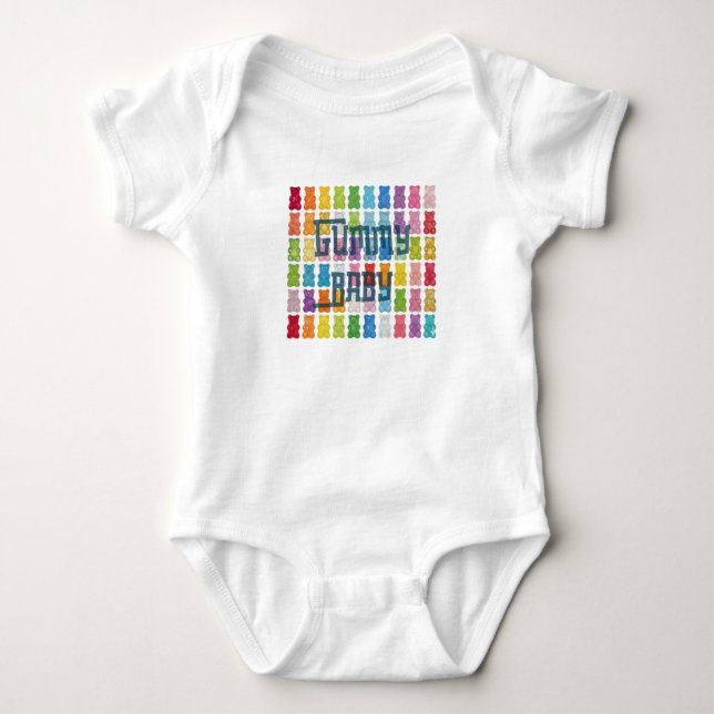 "Gummy Baby" Colorful Rainbow Candy Pattern Black  Baby Strampler (Vorderseite)