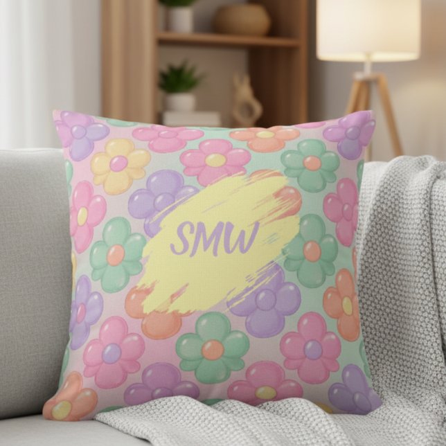 Gummy Candy Floral Personalized Throw Pillow Kissen (Gummy Candy Floral Personalized Throw Pillow)