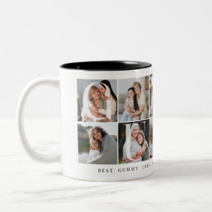 Gummy Collage, 10 Foto Gitter, Geschenk für Oma Zweifarbige Tasse
