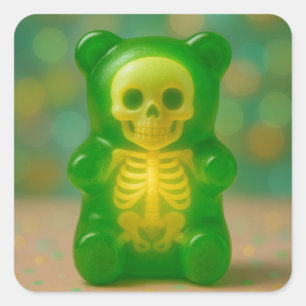 Gummy Skelettbärenmagnet Quadratischer Aufkleber