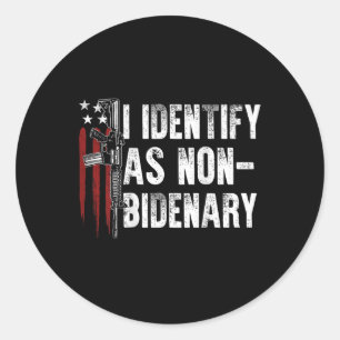 Gun American Flag I Identify as non bidenary (on Runder Aufkleber