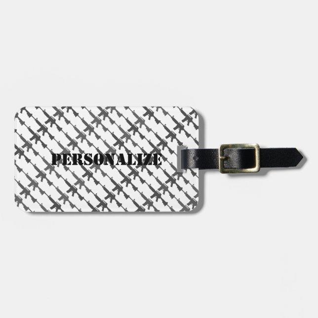 Gun Camouflage GI Rifle Cool B/W Gepäckanhänger (Vorderseite horizontal)