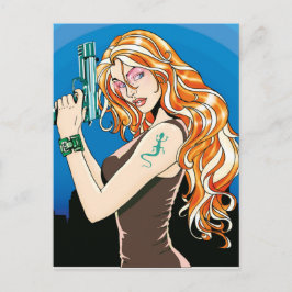 Gun Girl Orange Postkarte