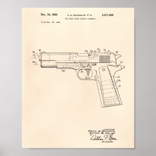 Gun Head Space 1968 Patent Art Old Peper Poster (Vorne)