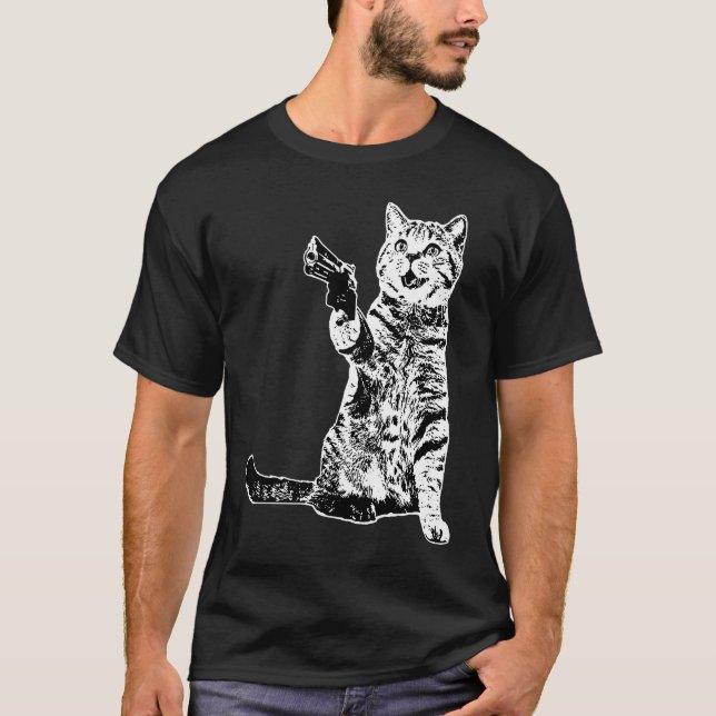 Gun Kitty Funny Cat 1 T-Shirt (Vorderseite)