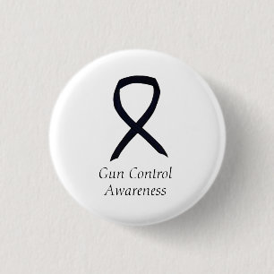 Gun Kontrolle Awareness Black Ribbon Art Button Bu