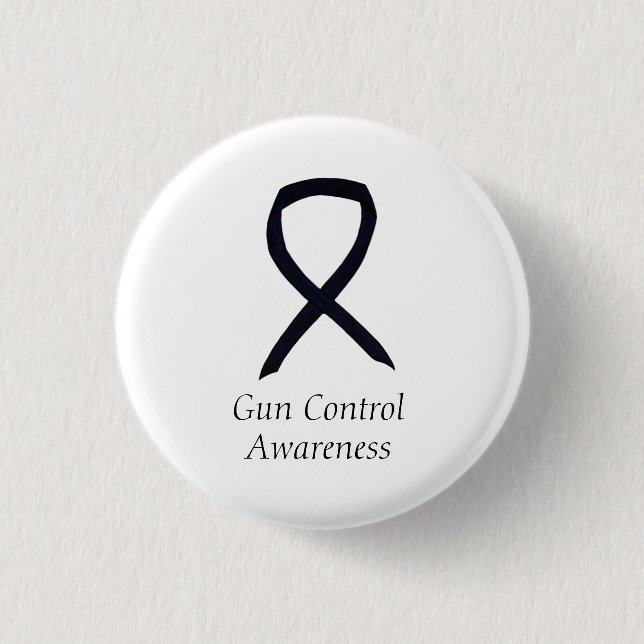 Gun Kontrolle Awareness Black Ribbon Art Button Bu (Vorderseite)