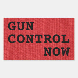 Gun Kontrolle jetzt auf Red Linen Foto Rechteckiger Aufkleber