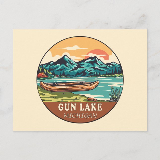 Gun Lake Michigan Boating Fishing Emblem Postkarte (Vorderseite)