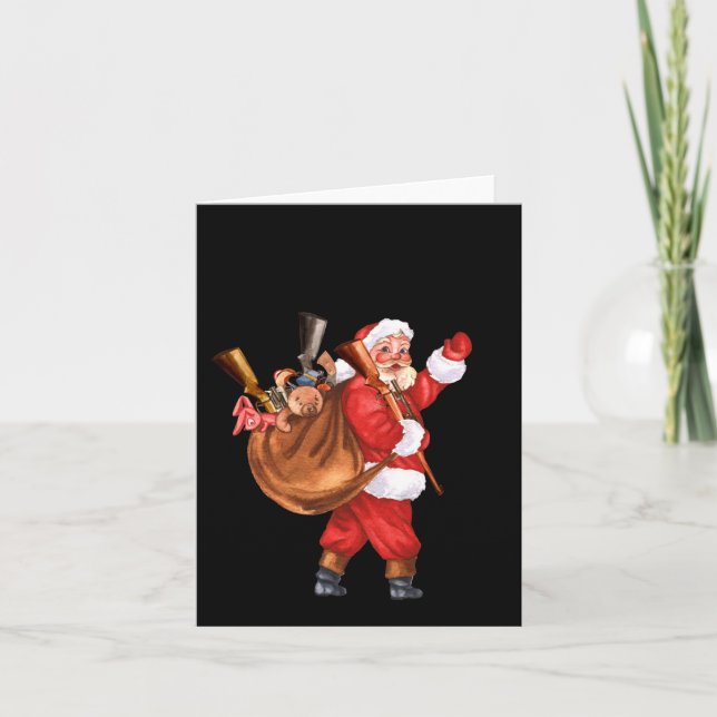 Gun Lover Santa Deck The Halls Shooting  Karte (Vorderseite)