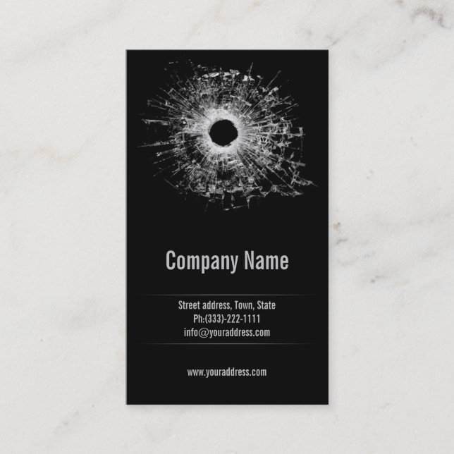 Gun Shop Broken Glass Black Business Card Visitenkarte (Vorderseite)