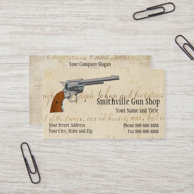 Gun Shop Business Card Visitenkarte (Vorderseite/Rückseite Beispiel)