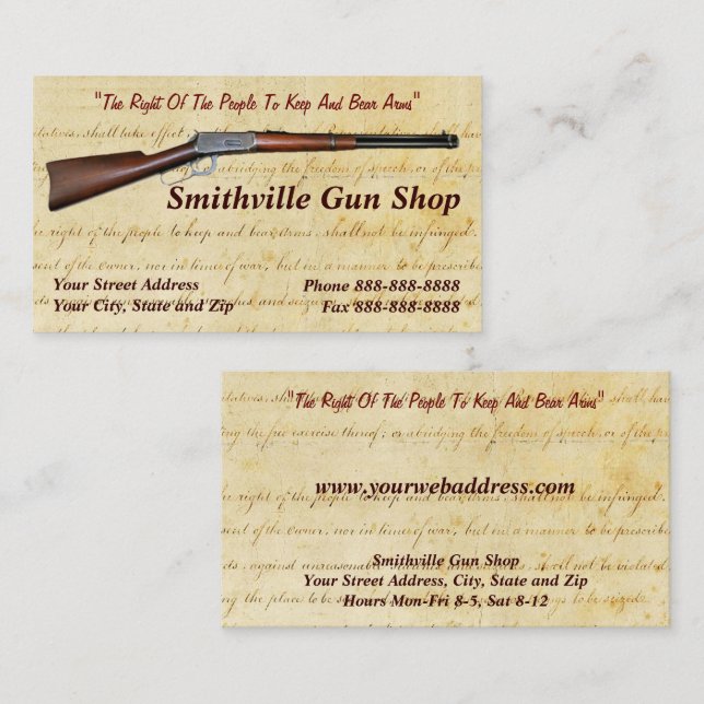 Gun Shop Collector Business Card Visitenkarte (Vorne/Hinten)