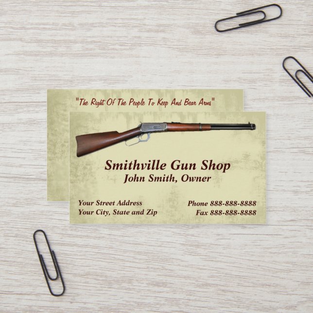 Gun Shop Collector Business Card Visitenkarte (Vorderseite/Rückseite Beispiel)