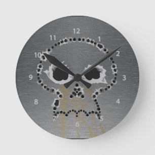 Gun Shots Holes Skull Wall Clock Runde Wanduhr
