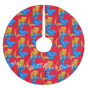 Gun-toting Button-up Cowgirl Thunder_Cove Polyester Weihnachtsbaumdecke