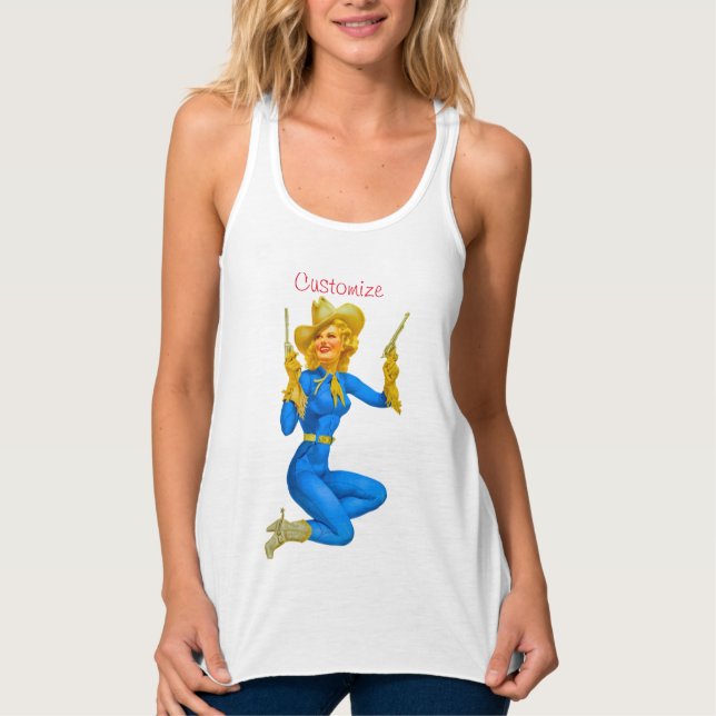 Gun-toting Button-up Cowgirl Thunder_Cove Tank Top (Vorderseite)
