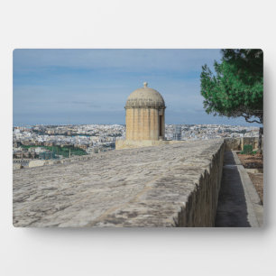Gun turret auf alten Stadtmauern in Valletta, Malt Fotoplatte