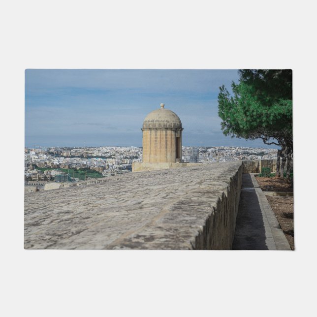 Gun turret auf alten Stadtmauern in Valletta, Malt Fußmatte (Vorderseite)