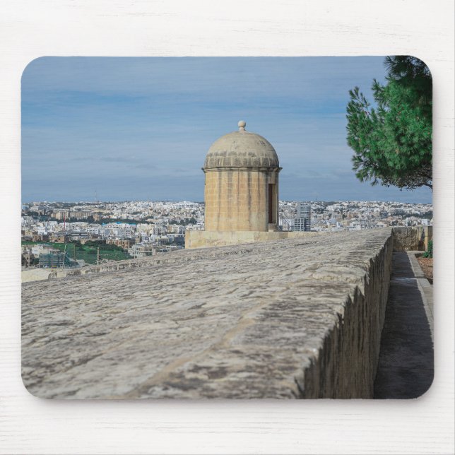Gun turret auf alten Stadtmauern in Valletta, Malt Mousepad (Vorne)