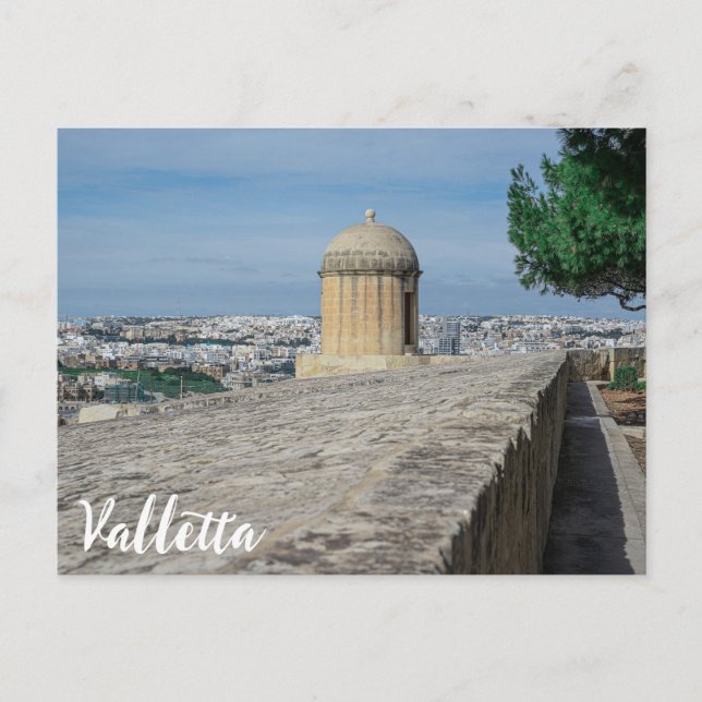 Gun turret auf alten Stadtmauern in Valletta, Malt Postkarte (Vorderseite)