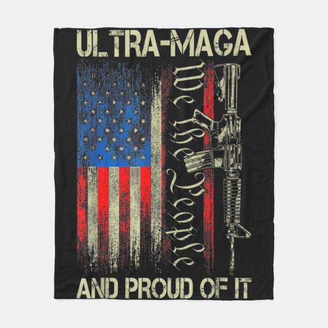 Gun USA Flag Patriots Ultra MAGA und stolz darauf  Fleecedecke (Vorderseite)