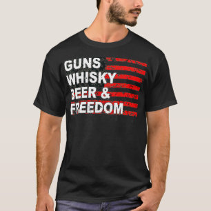 Gun Whisky Beer Freedom American Flag T-Shirt