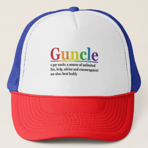 Guncle Definition Rainbow Funny Gift Truckerkappe