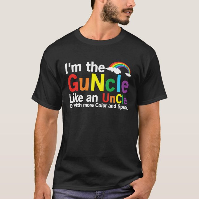 Guncle Gay Uncle Pride Color Rainbow T-Shirt (Vorderseite)