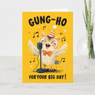 Gung-Ho Owl Geburtstagsfeier Gesang Design Karte