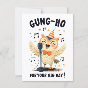 Gung-Ho Owl Geburtstagsfeier Gesang Design Postkarte