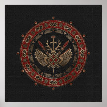 Gungnir - Schwarzes und Rotes Leder und Gold