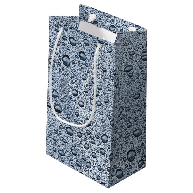Gunmetal-graue Wassertropfen Kleine Geschenktüte (Rückseite Schrägansicht)
