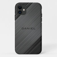 Gunmetal Grey Textured Design Personalisiert Name