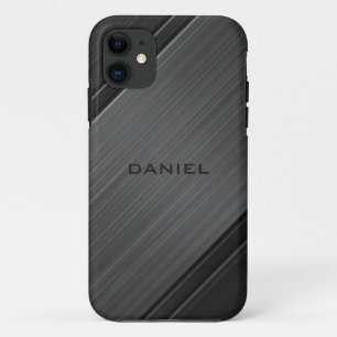 Gunmetal Grey Textured Design Personalisiert Name Case-Mate iPhone Hülle