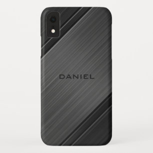 Gunmetal Grey Textured Design Personalisiert Name Case-Mate iPhone Hülle