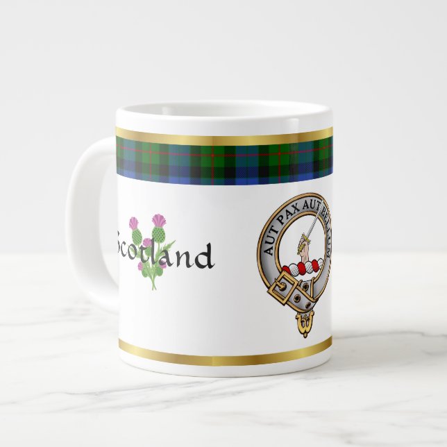 Gunn Clan Abzeichen Tartan & Motto Jumbo-Tasse (Vorderseite Links)