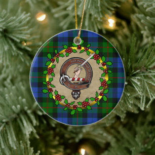 Gunn Clan Abzeichen & Tartan Personalisiert Xmas Keramik Ornament