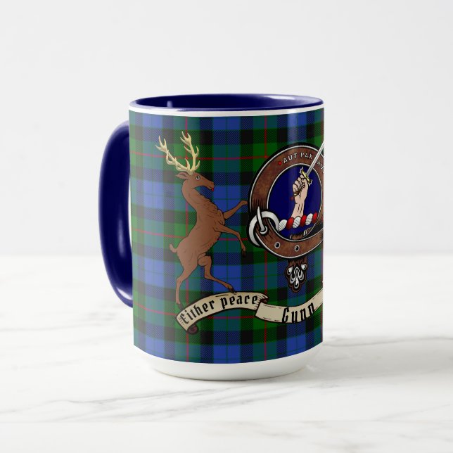 Gunn Clan Abzeichen & Wrap Runde Tartan Tasse (Vorderseite Links)