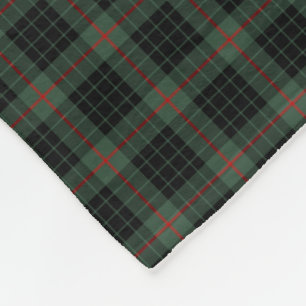 Gunn Clan Dark Green und Black Tartan Fleecedecke