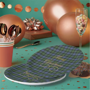 Gunn schottisches Tartan Frohe Weihnachten Gold Pappteller